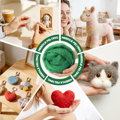 3.4oz Needle Felting Wool Jolly Green for DIY Needle Craft Enthusiasts - color: Jolly Green