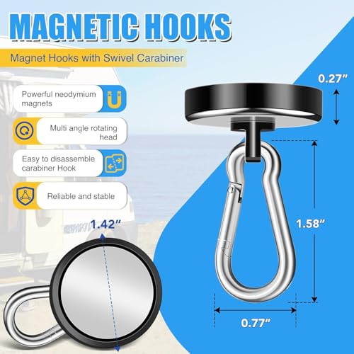Magnetic Hooks Heavy Duty 150Lbs, 24 Pack Black Super Strong Hooks - style: 150lb-24P