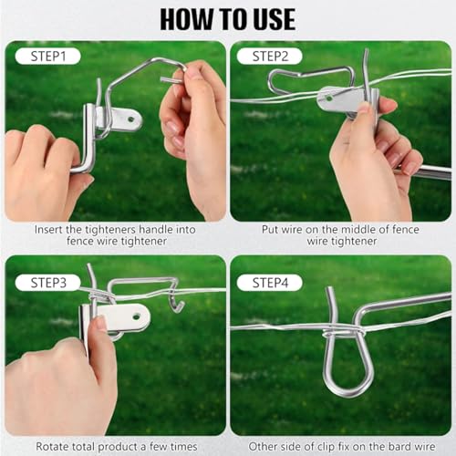 20Pcs Fence Wire Tightener and 1Pcs Tightener Handle,1/4" Barbed Wire Fence Tool Wire Tensioner Tool for Wire Fence Farm Gardens(6mm20Pcs+Tightener Handle) (0.16in) - size: 0.16in