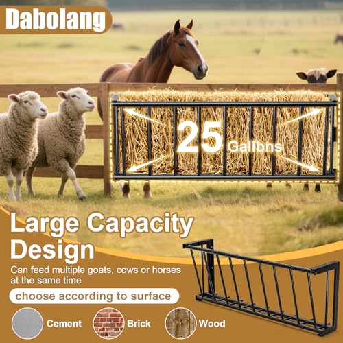 Hay Feeder for Goats Horses,25 Gallon Livestock Feede,Heavy-Duty Steel Goat Hay Rack,40''Long Hay Feeder Blanket Holder,Wall Mount Goat Feeders for Horses,Sheep,Goats,Indoor Outdoor Uses