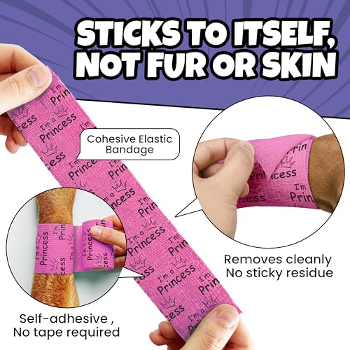 Funny Vet Wrap for Dogs, 2in Self-Adhesive Bandage Tape, 12 Pack Mix | Dog first aid kit supplies; Hot Spot & Wound Wrap; Breathable; Easy Tear; Individually Wrapped; Sticks to Itself, Not Fur - color: All Attitude (12 Count)