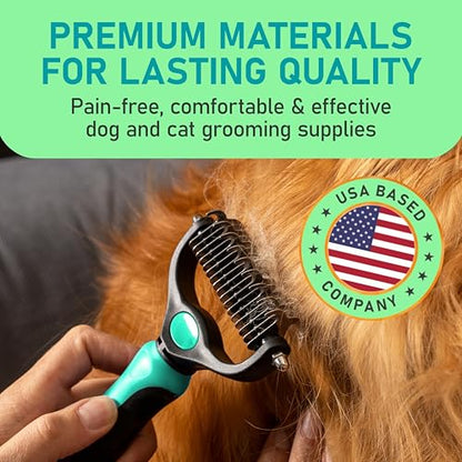 Maxpower Planet Hair Brush - Double Sided Shedding, Dematting Undercoat Rake for Dogs and Cats - Extra Wide Dog Grooming Brush, Reduce Shedding by 95%, Turquoise - color: Turquoise, size: Large