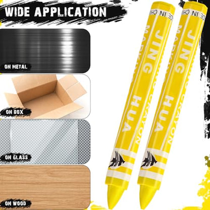 MotiMind 60 Pcs Industrial Lumber Crayons Bulk Wax Tire Marker Construction Marker for Craft Detailed Marking on Lumber Metal Carton Ceramics Concrete Glass Plastic 4.45" x 0.43" (Yellow) - color: Yellow