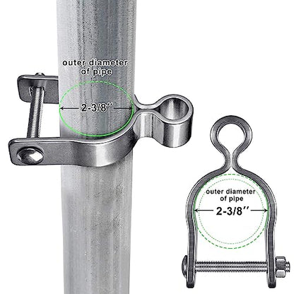 Insaga 304 Stainless Steel Gate Hinge for Chain Link Fence - 2 Pack Female Hinge Fit 2-3/8" Post/Pipe (5/8" Pin) with Bolts/Nuts Included - Heavy Duty Fence Hinges for Farm,Cattle,Residential Gates - color: Female-2-3/8''-2pcs