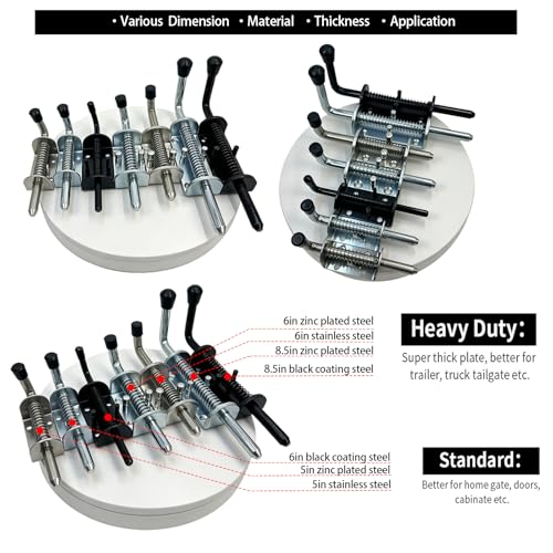 Spring Loaded Gate Latch Pin Barrel Bolt 8.5in x 1/2in Stem Durable Solid Steel Heavy Duty for Tailgate Zinc Plated - 2pcs - style: Heavy Duty 2pcs - 8.5in