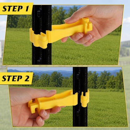 75Pcs Reversed Extender Electric Fence T Post Insulators, Yellow
