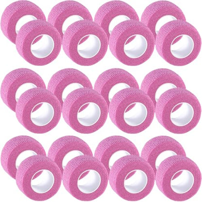 IndigoCase 24 Pack Self Adhesive Bandage Wrap 1 Inch x 5 yd Elastic Tape - color: Pink, size: 1 Inch - 24 Pack
