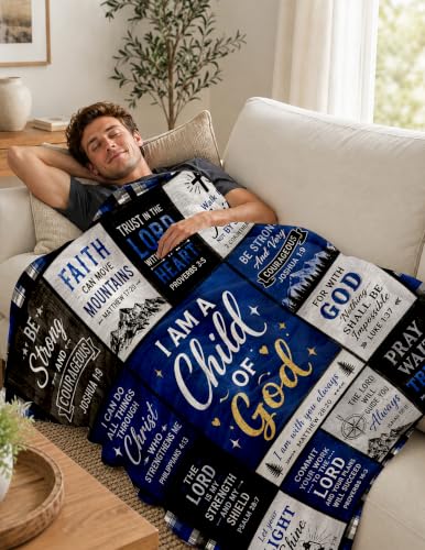 Christian Gifts for Men, Religious Blanket, Baptism | I Am a Child of God Blanket,Birthday Gifts for Men Son Father, Christian Blanket for Men, Christian Stuff 50*60 - color: God Men