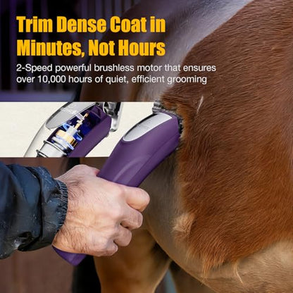 Professional Horse Clippers Cordless Detachable Wide Blade 2 Speed