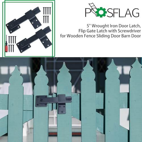2 Pack Heavy Duty Gate Flip Latch for Outdoor Fence Wooden Gates | Barn Door Latch, Fence Flip Gate Latch for Wooden Fence, Gate Locks for Outdoor Fence, Gate Latches for Metal Gates