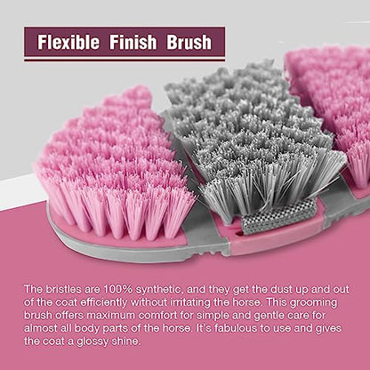 Harrison Howard Flexible Finish Horse Grooming Brush - Bendable, Comfortable Hold, Cherry Pink - color: Cherry Pink