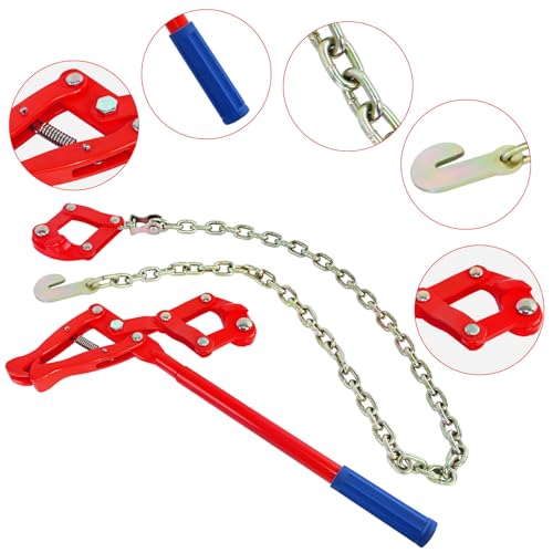 Barbed Wire Fence Stretcher, Steel 47.25" Chain Link Fence Strainer | Chain Link Puller Labor-Saving Lever Design Capacity 2200lbs - color: Red