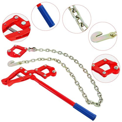 Barbed Wire Fence Stretcher, Steel 47.25" Chain Link Fence Strainer | Chain Link Puller Labor-Saving Lever Design Capacity 2200lbs - color: Red
