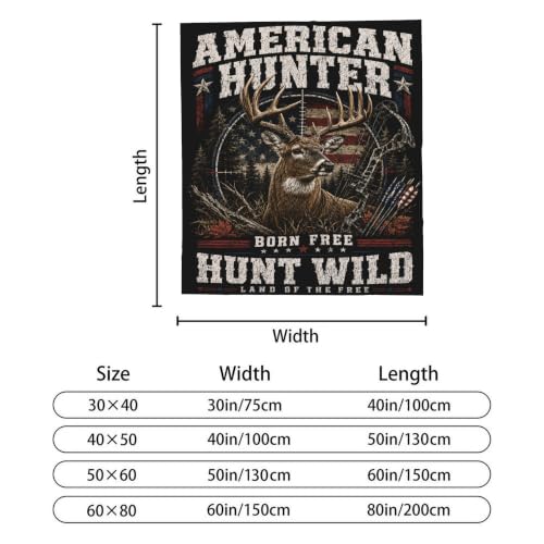 American Deer Hunting Throw Blanket Gift 40"x50" - color: American Deer Hunting, size: 40''x50''