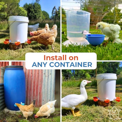 Lil Clucker - Blue Large Automatic Chicken Waterer Cups Suitable for Ducks, Geese, Turkeys, and Bunny Rabbit - Water Feeder Kit - Poultry Waterer - Pack of 8… - size: 8-Pack