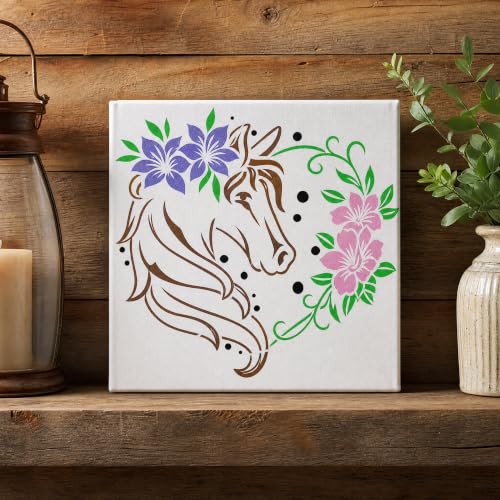 9 Horse Stencils for Stable Signs, Farmhouse Wall Art, Rider Gifts, Cards - color: Horse