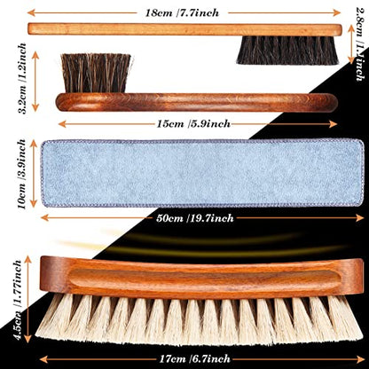 6 Pcs Horsehair Shoe Brush Kit Polishing Daubers Applicators Leather Care Brushes Shine Cleaning Cloth with Case(Shoe Brush Set A) - style: Shoe Brush Set A