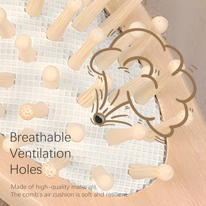 Baby Bath Grooming Kit Natural Wooden Hairbrush with Gentle Goat Bristles, Pear Wood Comb, and Soothing Massage Brush for Babies, Toddlers, and Kids