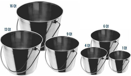 Indipets Stainless Steel Bucket For Pets (6-Quart) – Flat Back Pail w/out Hooks – Food & Water Pail For Cats & Dogs