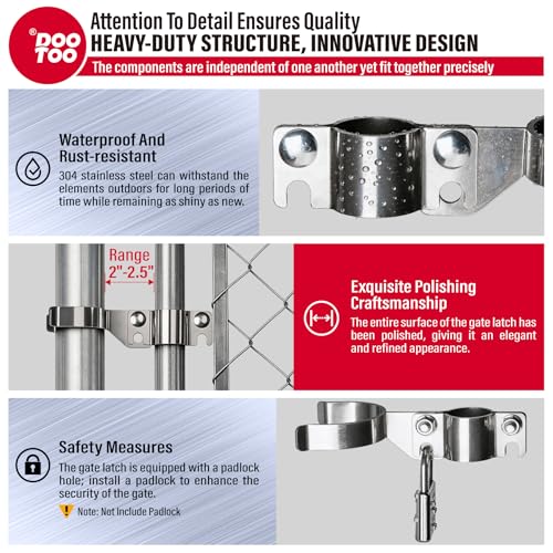 Stainless Steel 1-3/8" x 2-3/8" Chain Link Gate Latch （Fit 1-3/8" Gate Frame）, Heavy Duty Chain Link Fence Gate Fork Latch with Hole for Padlock 1Pack - color: 1-3/8"x2-3/8"