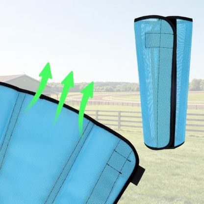 NQEUEPN 4pcs Fly Boots for Horse, Durable Loose Breathable Fly Boots (Blue)