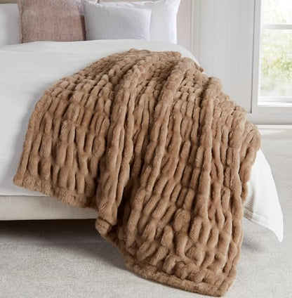 Springtree Home Luxury Micro Plush Throw Blanket | Thick Faux Fur | Dune | Lily Collection | 60" x 70" | Brown Blanket | Ultra Plush - color: Dune, size: 60" x 70" (Large)