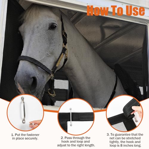 Horse Trailer Window Screen with Hook and Loop, Horse Trailer Accessories to Protect the Horse's Eyes and Ears from Bugs and Debris and Enhances Air Circulation - style: 1 Pack