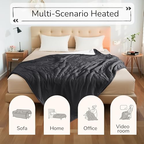 Electric Heated Blanket 90"x100" King Size - Iron Gray | Dual-Sided Microplush Sherpa for Bedroom Couch Use, 4 Heat Settings & 10 Hours Auto Off, Dual Controller, Machine Washable - color: 01-iron Gray, size: King(90"x100")