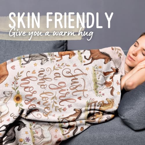 Horse Blanket, Throw Blanket for All Seasons, JUST A Girl WHO Loves Horses
