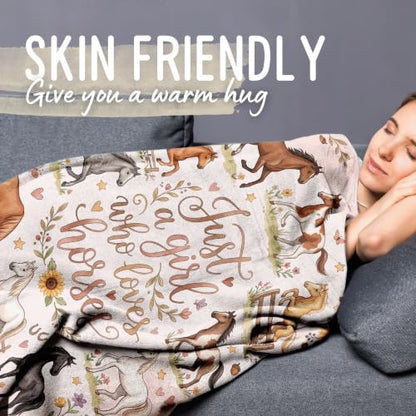 Horse Blanket, Throw Blanket for All Seasons, JUST A Girl WHO Loves Horses