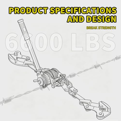 Upgraded Fence Wire Tensioner, Retractable Ratchet-Style Wire Tensioner and Tensioning Tool, Compatible with All Wire Types, 4,400 lbs Tensile Strength, Heavy-Duty Steel Construction