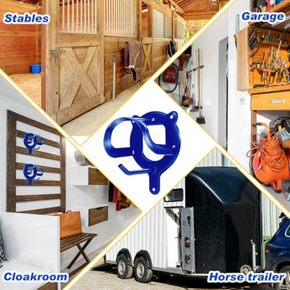 Dunzy 3 Counts Horse Bridle Rack Bracket Bridle Hooks Tack Storage Halter Hanger Metal Holder with Tubes and Screw for Horse Barn Supplies (Sapphire Blue) | Metal Horse Bridle Rack for Barn Storage, Includes Mounting Hardware and Anchors, Space Saving Hoo