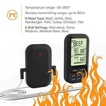 Outset Grill Thermometer, Digital Wireless BBQ Thermometer, Dual Probe - style: Wireless