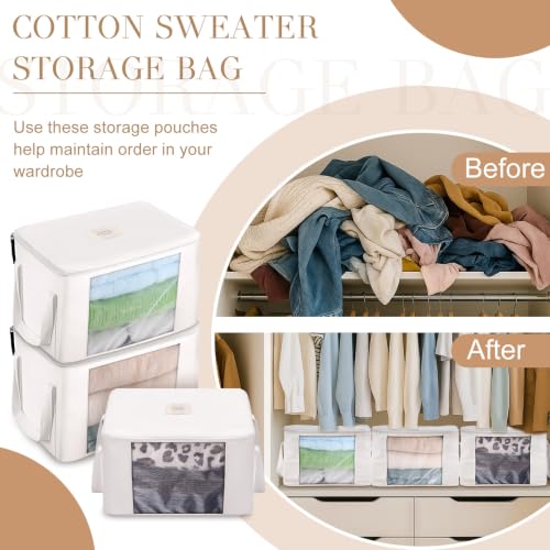 1 Pack Cotton Sweater Storage Bag Cashmere Storage Bag with Handle