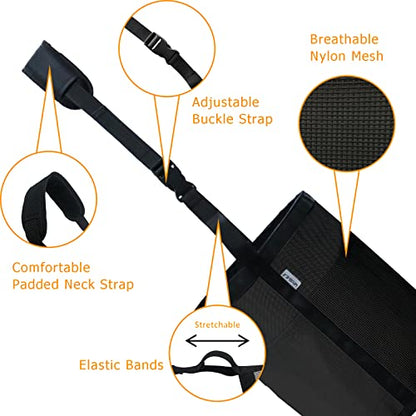 Horse Feed Bag, Nylon Mesh Grain Horse Feed Bucket (Black 2P) | with Adjustable Strap Comfortable Neck Pad Nose Pad and Waterproof Bottom - color: Black