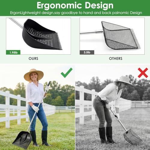Thiswing Chicken Poop Scooper & Rake 2-in-1, Black - color: Black