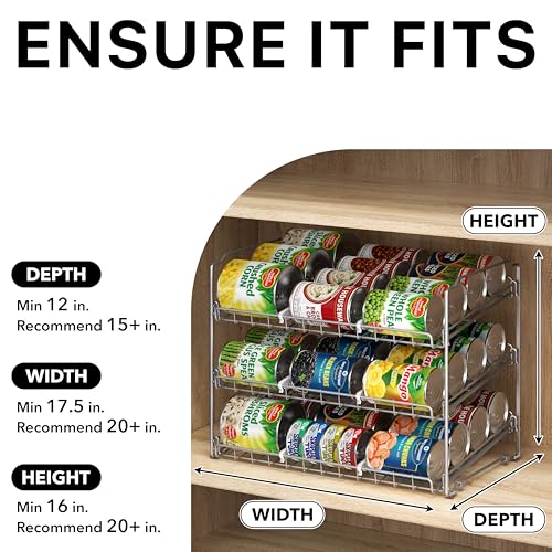 Simple Houseware Stackable Can Rack, Silver, Adjustable Plastic Dividers, Holds 36 Cans - color: Silver
