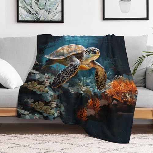 Sea Turtles Fleece Throw Blanket for Couch Adults Teens 40" X 50" - color: Sea Turtles, size: 40x50 inch