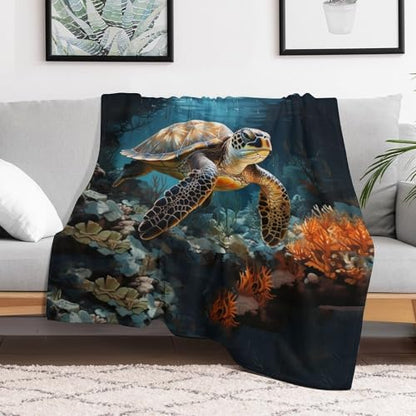 Sea Turtles Fleece Throw Blanket for Couch Adults Teens 40" X 50" - color: Sea Turtles, size: 40x50 inch