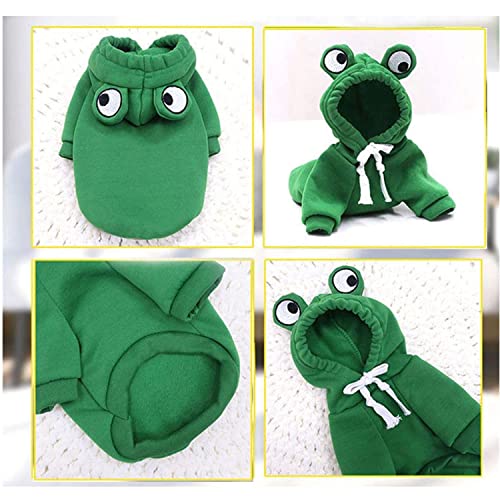 Dog Hoodie Basic Sweater Coat Cute - Frog Shape Warm Jacket Pet Cold Weather Clothes Outfit Outerwear for Cats Puppy Small Medium Dogs - color: Green Frog, size: X-Small