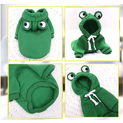 Dog Hoodie Basic Sweater Coat Cute - Frog Shape Warm Jacket Pet Cold Weather Clothes Outfit Outerwear for Cats Puppy Small Medium Dogs - color: Green Frog, size: X-Small