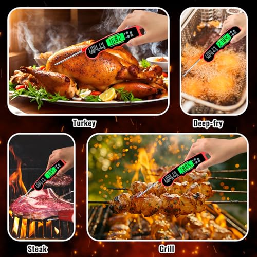 Meat Thermometer Digital, Instant Read Digital Meat Thermometer - color: Red