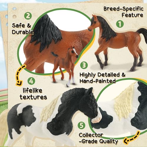 Zippytots 10PCS Horse Figurine Set Realistic Horse Figure Toys for Toddlers Educational Gift for Kids Perfect Party Favors Animal Figure Learning Toys - style: 10-PC Horse Figures Set