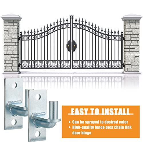 Dunzy 8 Pcs Wall Mount Gate Hinges, Heavy Duty Wall Plate Hinges for Farm Gates, Mount Gate Hinge with 5/8 Hinge Pin Outdoor Chain Link Fence