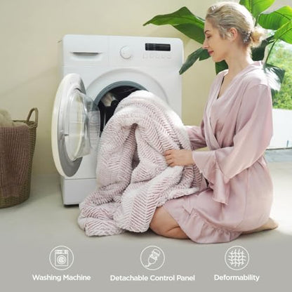 Templewet Heated Blanket Throw 50" x 60",Fluffy Electric Blanket,Pink | Timer Settings,Auto Off,Soft Sherpa Heated Throw Blanket,Machine Washable,Fast Heating for Sofa Bed Office Use,Gifts for Mom - color: Frosty Pink