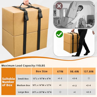 98.4 Inches Box Carrying Strap with Handle to Safely Move Heavy Boxes - size: 98.4 Inch