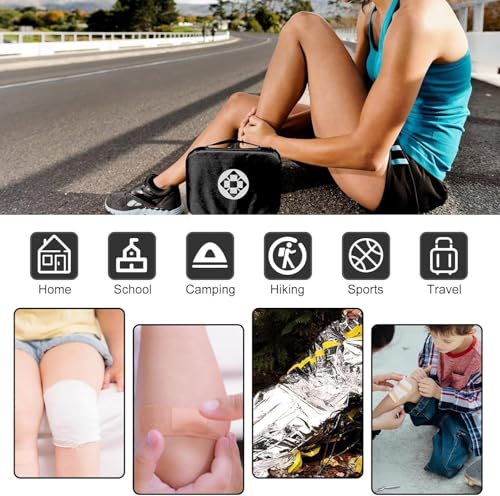 300Piece Travel First Aid Emergency Kit Home Essentials Hiking Survival Essential Kit for Outdoor Adventure Mini First Aid Kit for Backpack, Black 1st Aid - style: Black-300Pcs