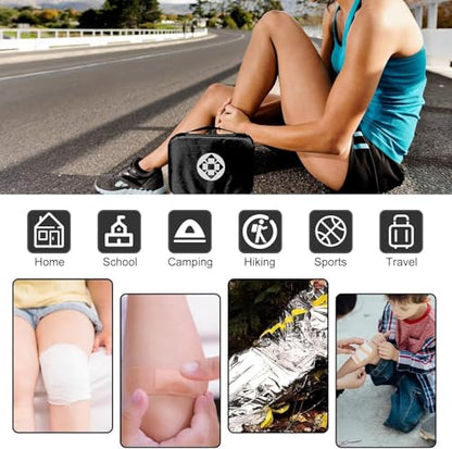 300Piece Travel First Aid Emergency Kit Home Essentials Hiking Survival Essential Kit for Outdoor Adventure Mini First Aid Kit for Backpack, Black 1st Aid - style: Black-300Pcs