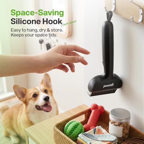 Self-Cleaning Deshedding Dog Cat Brush, Thick Double Coat Undercoat Rake - color: Black