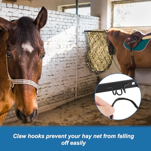 Yaocom 2 Set Black Wall Mount Hay Feeder with Net Collapsible Hay Rack with Net Slow Feeder for Horses Goats (Triangle)